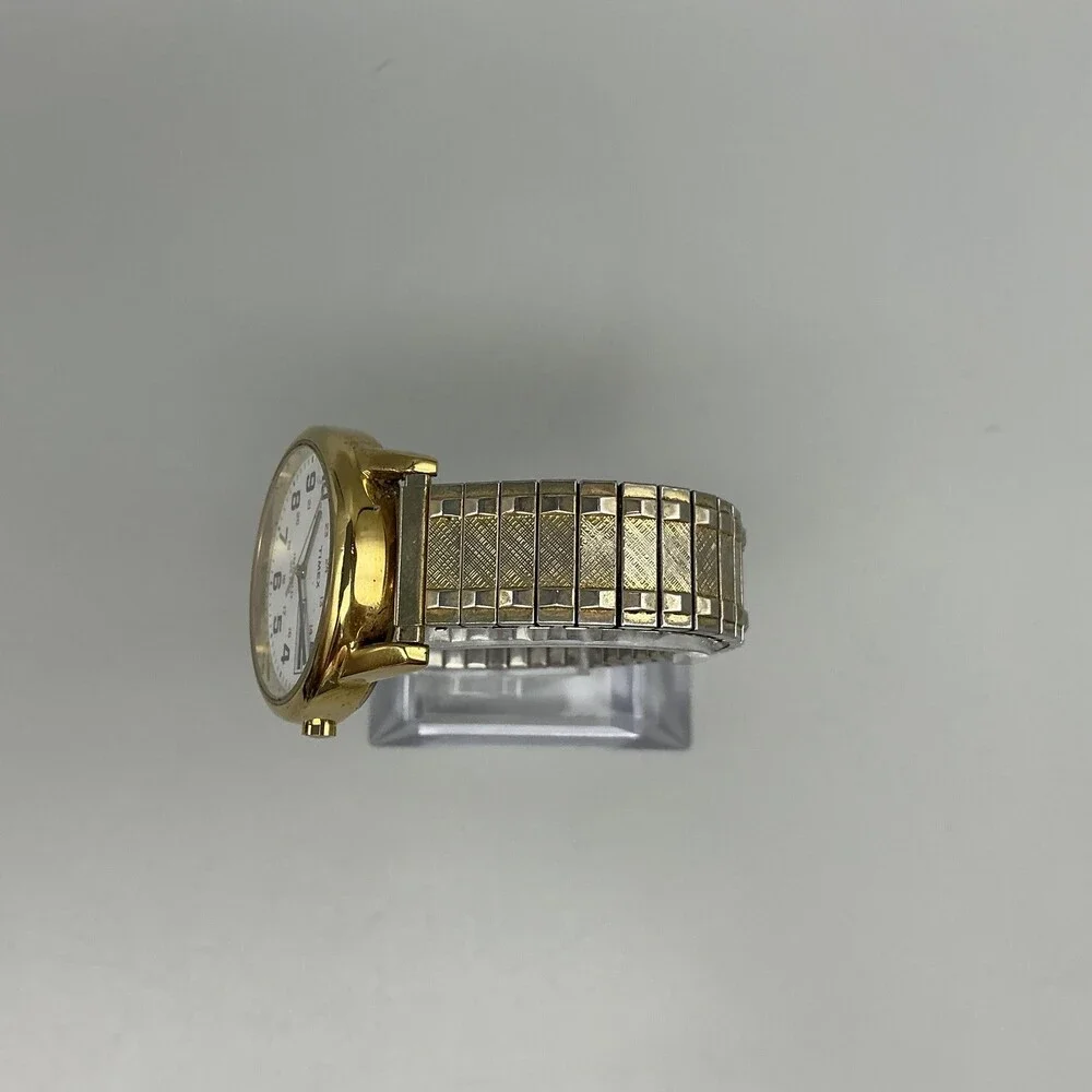 Timex Easy Reader Indiglo Mens Watch 35mml Gold Tone Day Date New Battery